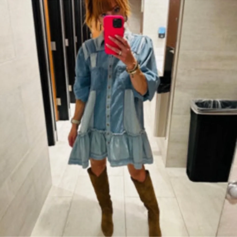 Free People Denim Dress, New - Picture 2 of 5